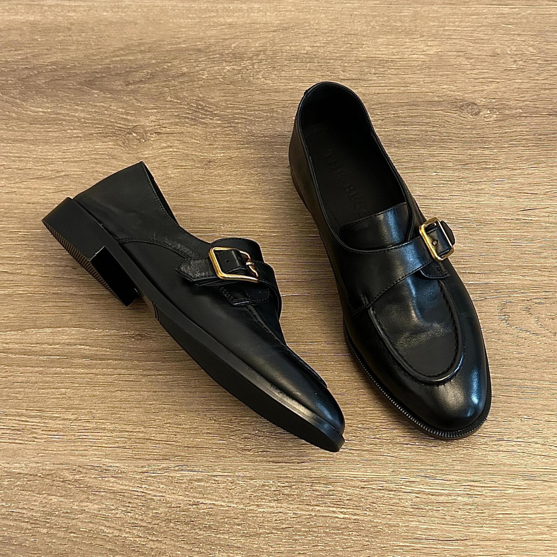 Monk Strap Shoe - Women's Black Shoes Monk Strap Loafers