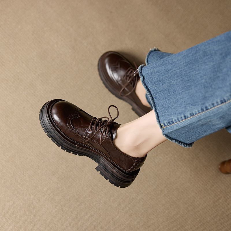 Oxford Brogue Leather - DIMANYU Women’s Oxford Shoes British Style