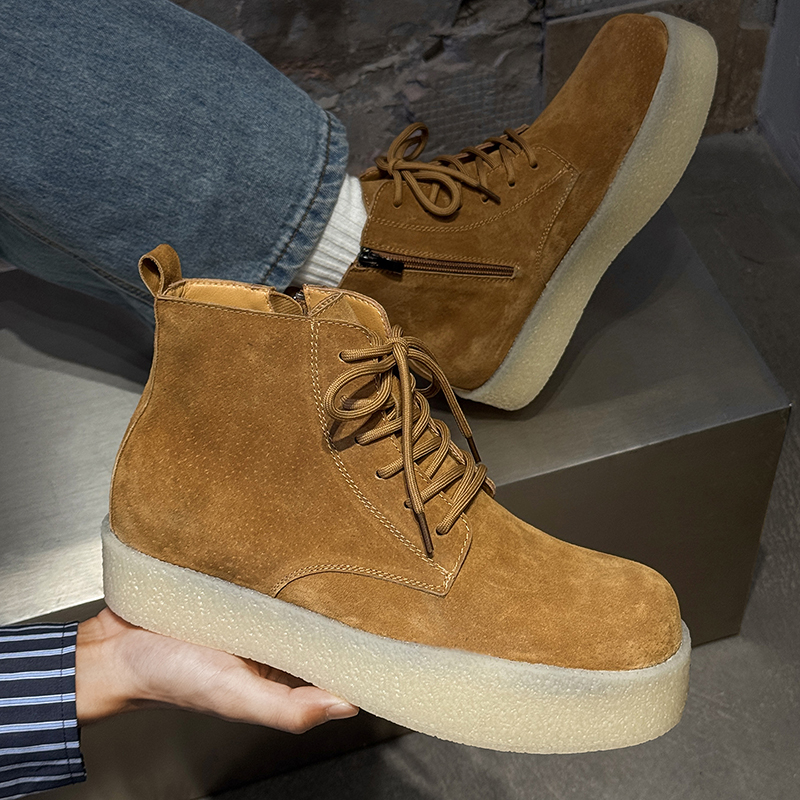 Men'S Shoes Increase Height - Thick Soled Height Increasing Work Boots