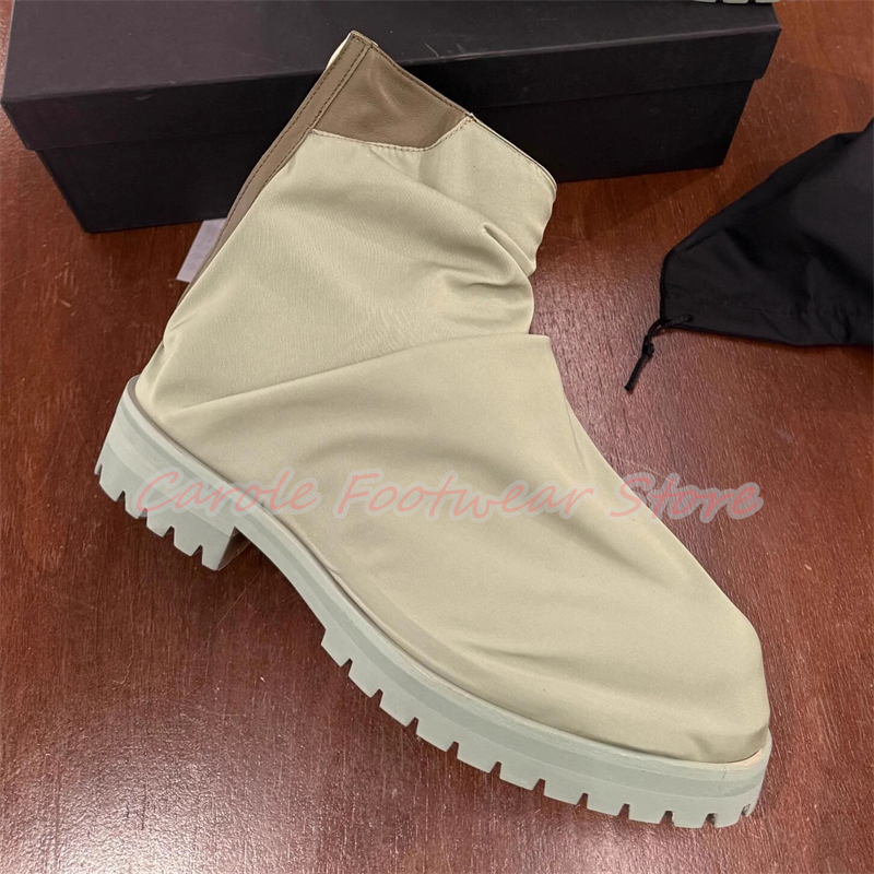 Men'S Shoes Increase Height - Pleated Nylon Cloth High Top Male