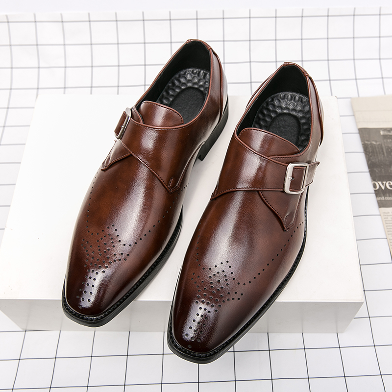 Monk Strap Shoe - High End Brand Leather Increased Height