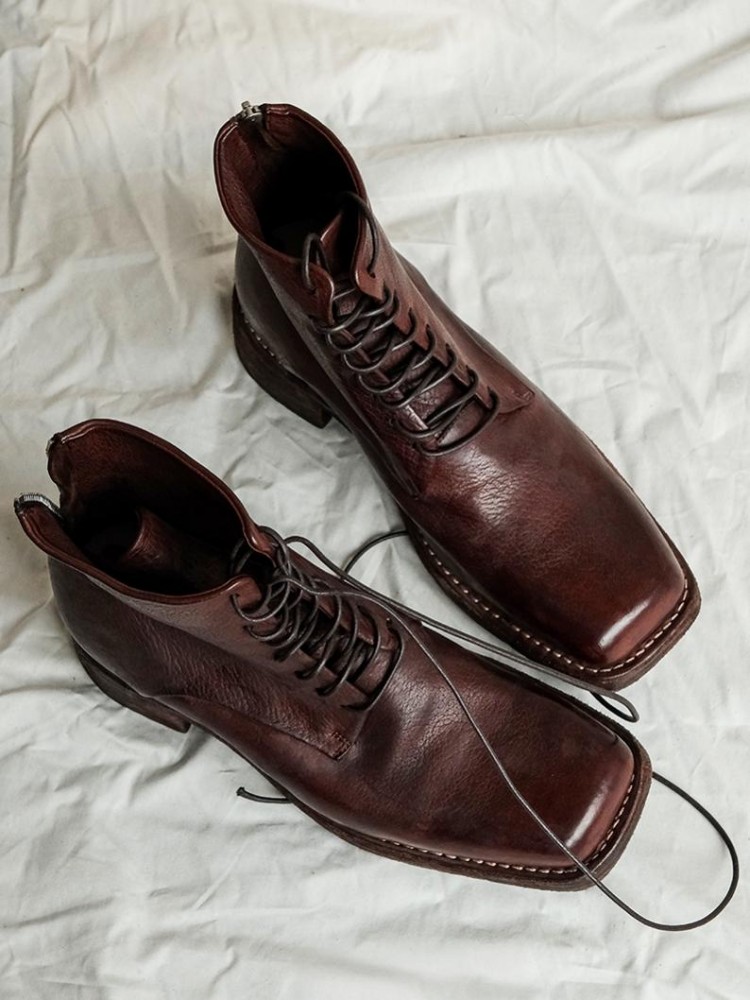 Retro Fashion Male Zipper Genu - Men'S Shoes Increase Height ulasan dan harga