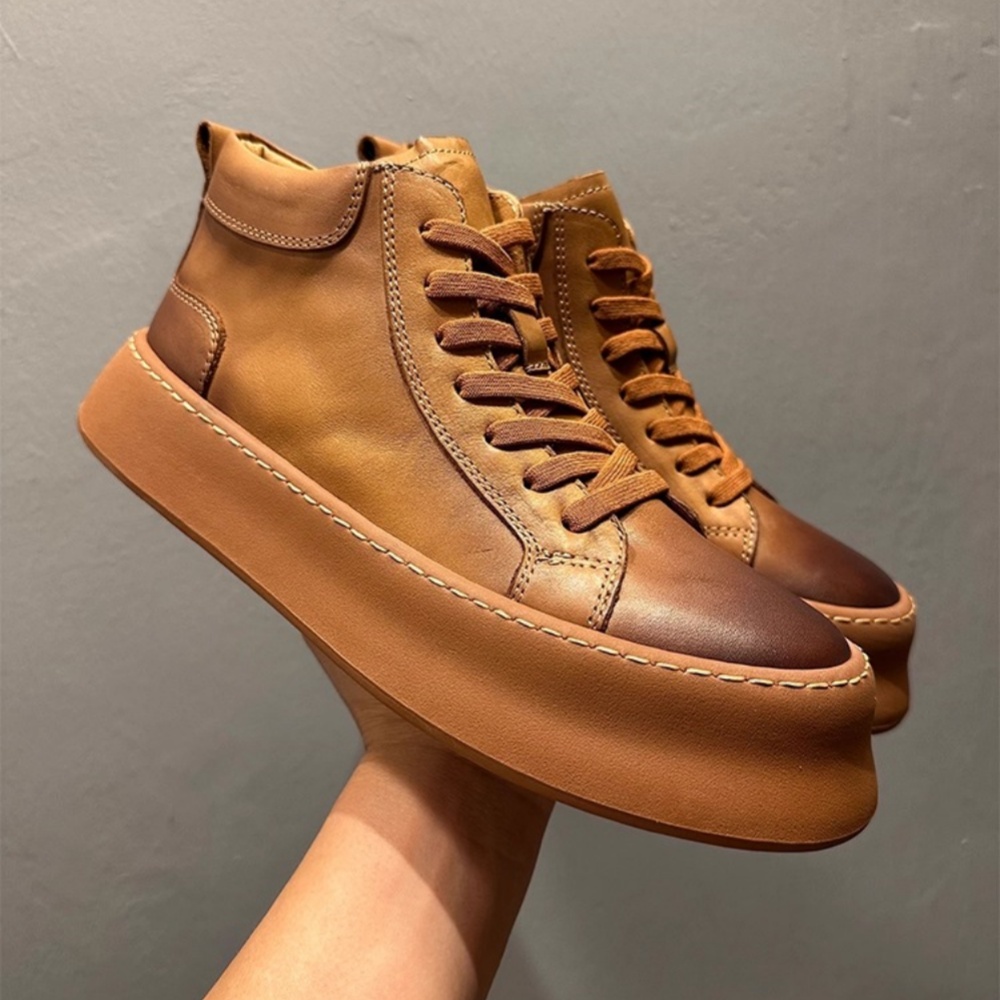 Retro Cowhide Leisure Boots, C - Men Shoes Trainers ulasan dan harga