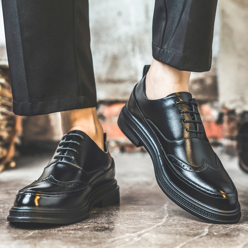 Men's Height Increasing Leathe - Oxford Brogue Leather ulasan dan harga