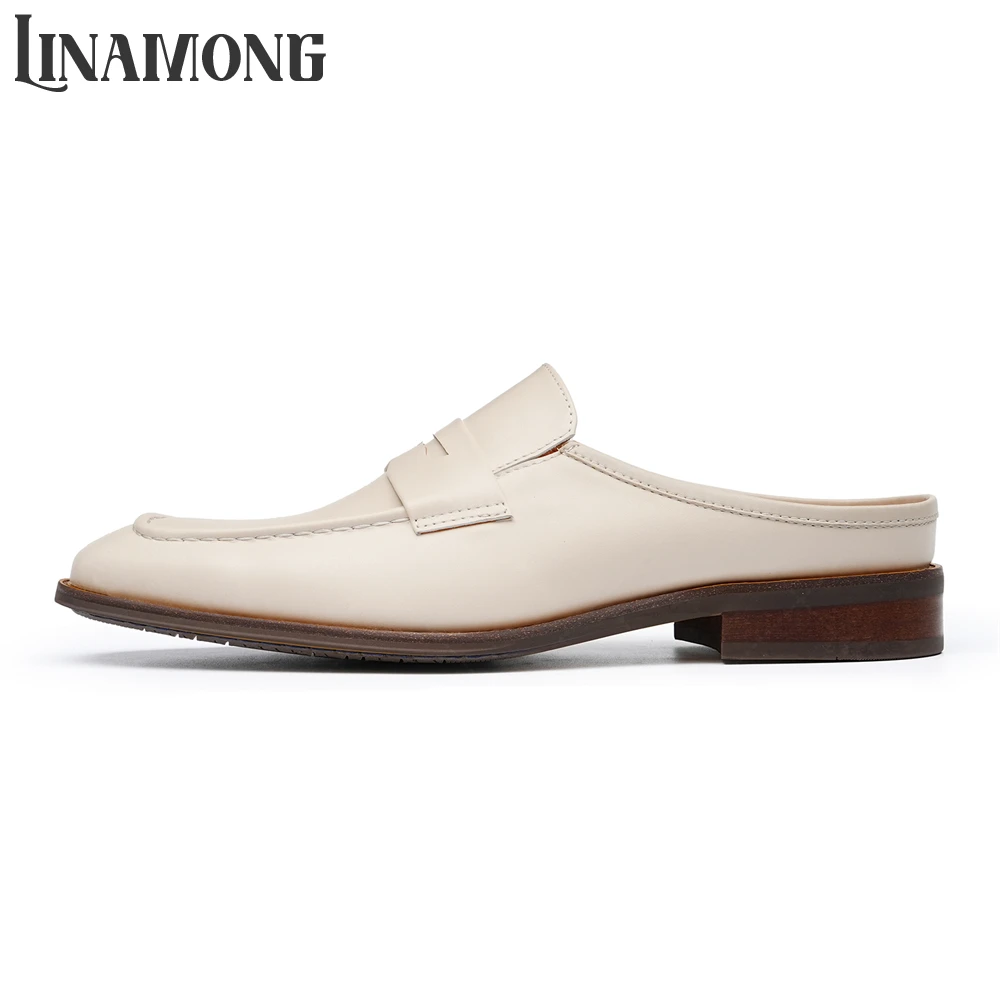 Beige Leather Loafer Slippers  - Men Shoes Elegant ulasan dan harga