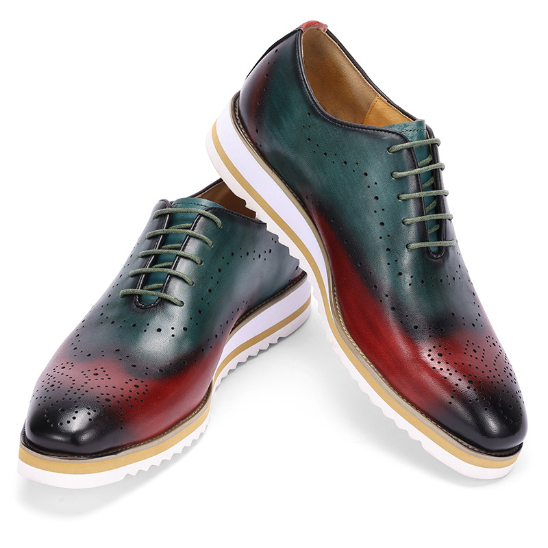 Luxury Men's Dress Shoes Genui - Oxford Brogue Leather ulasan dan harga