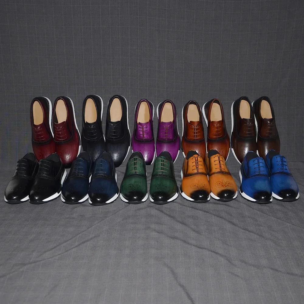 10 Colors Handmade Genuine Lea - Oxford Brogue Leather ulasan dan harga