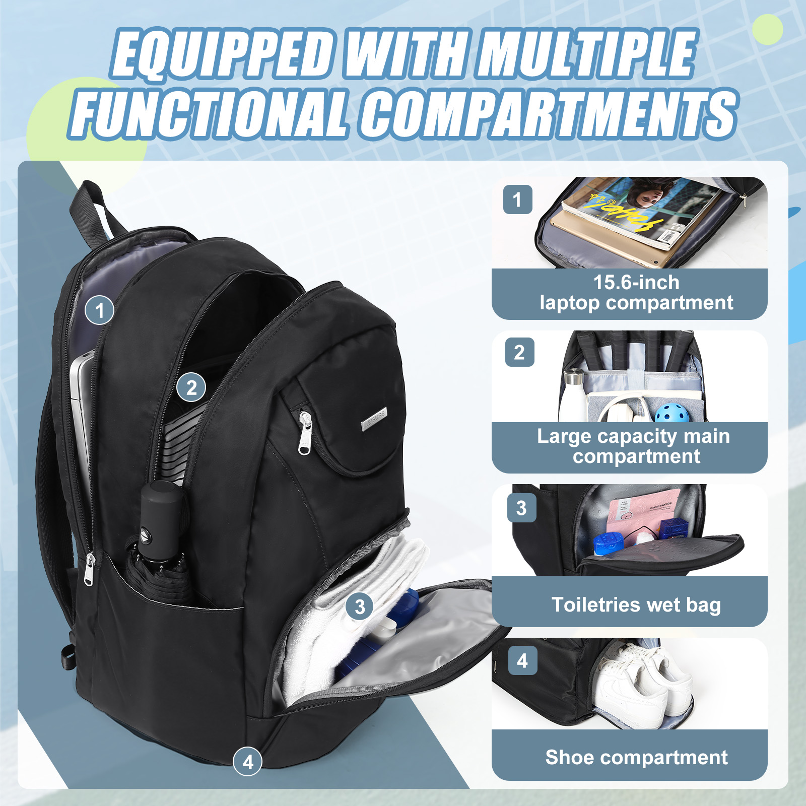 Tennis Bag Tennis Backpack 2 R - Men'S Shoes To Women'S ulasan dan harga