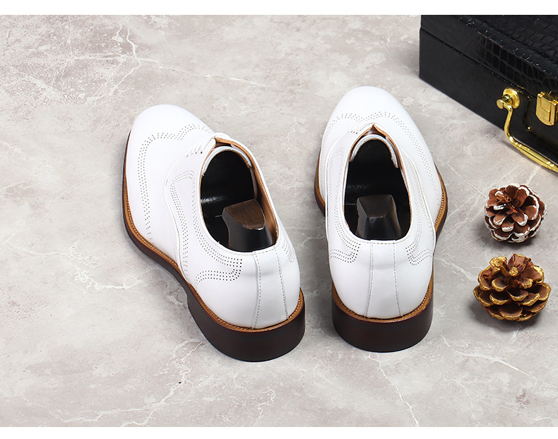 White Concise Wear-Resistant G - Oxford Brogue Leather ulasan dan harga