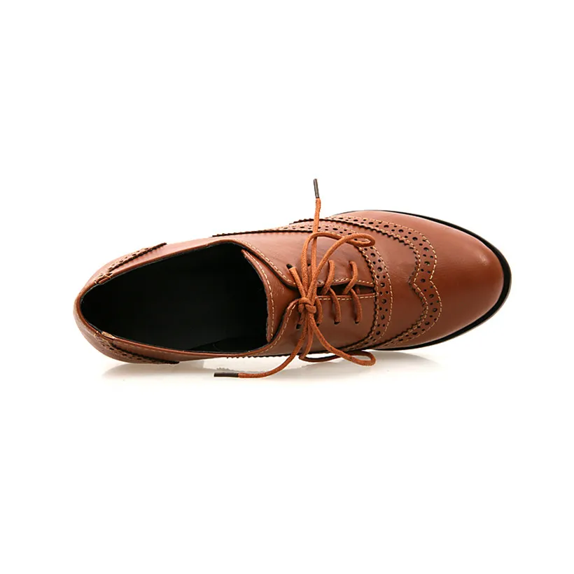 British Women Oxfords High Blo - Oxford Brogue Leather ulasan dan harga