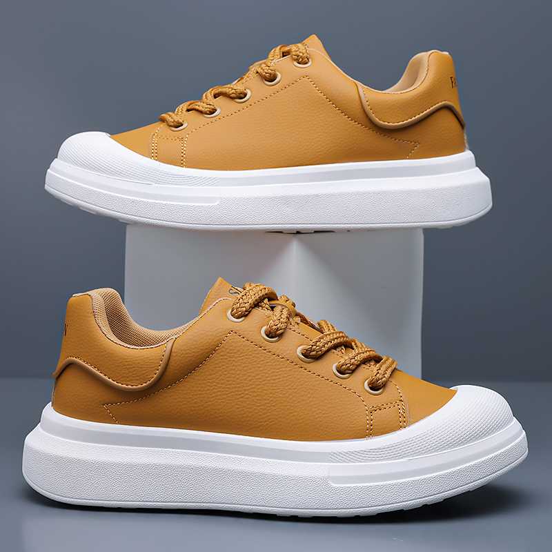 Men's White Leather Platform B - Boat Shoe Leather ulasan dan harga