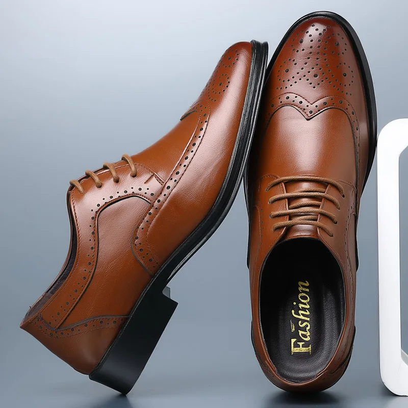 Oxford Shoes Genuine Calfskin  - Oxford Brogue Leather ulasan dan harga
