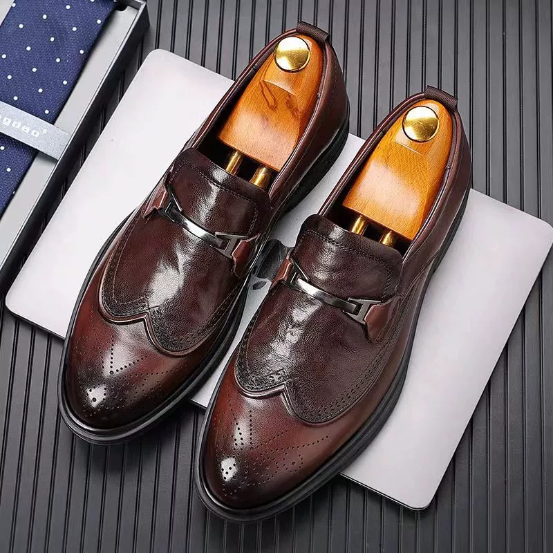 Mens Oxford Shoes Genuine Cow  - Oxford Brogue Leather ulasan dan harga