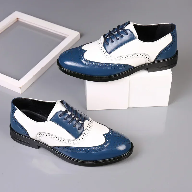 Mixed Colors Mens Dress Shoes  - Oxford Brogue Leather ulasan dan harga