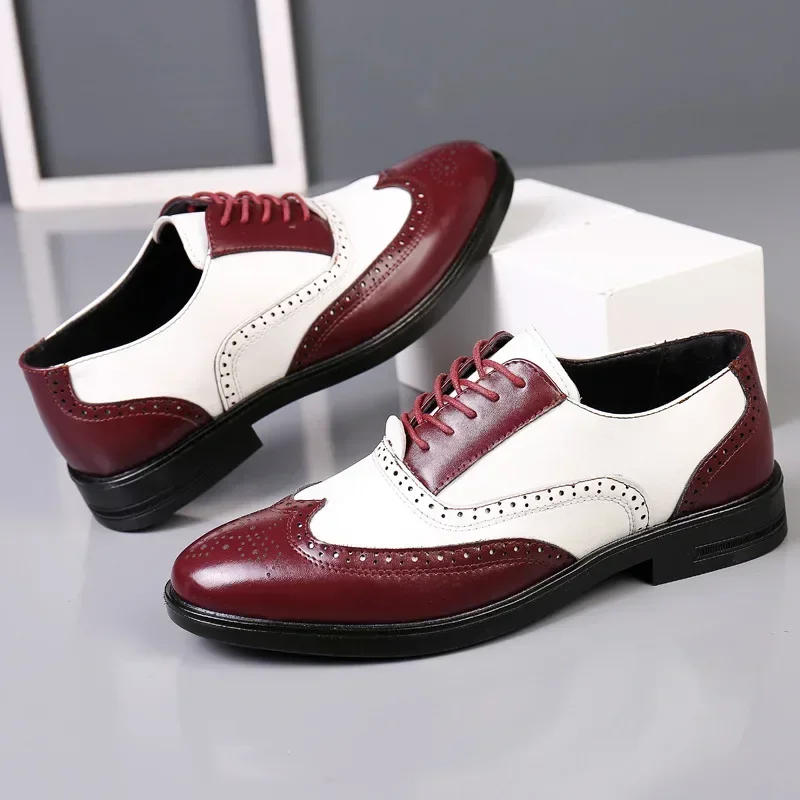 Mixed Colors Mens Dress Shoes  - Oxford Brogue Leather ulasan dan harga