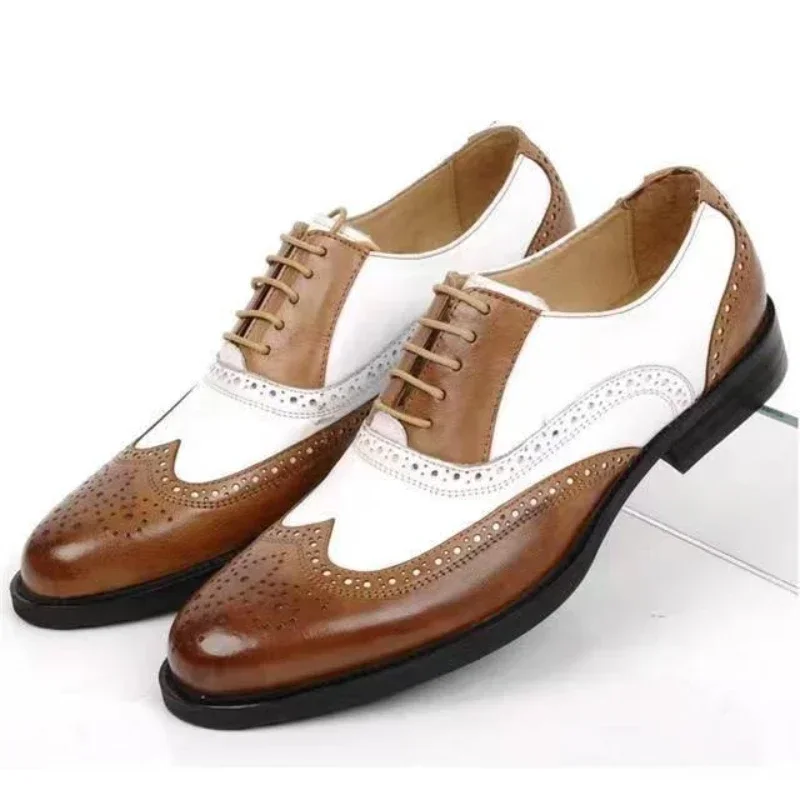 Mixed Colors Mens Dress Shoes  - Oxford Brogue Leather ulasan dan harga