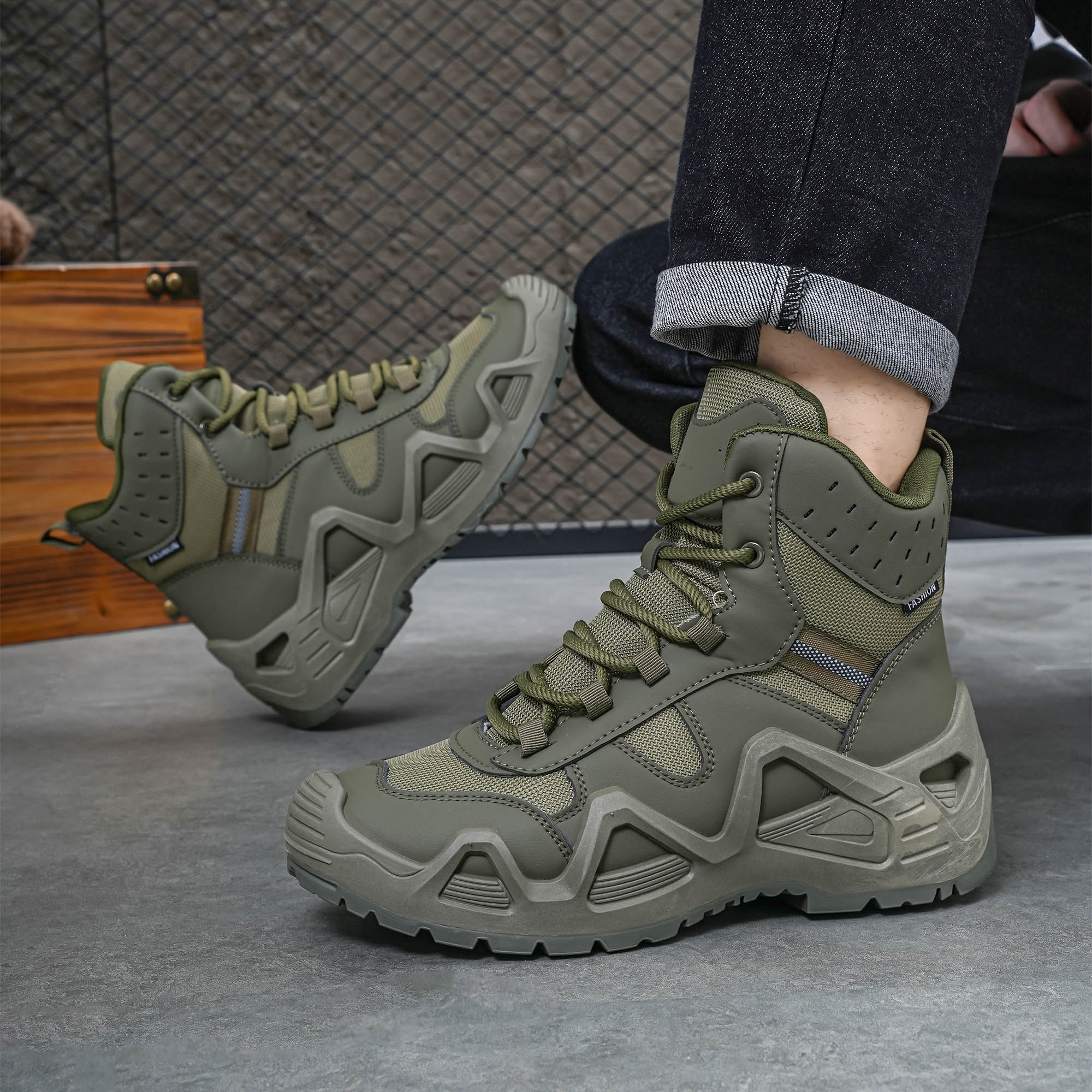 Men's high top boots, hiking b - Men'S Shoes Popular ulasan dan harga
