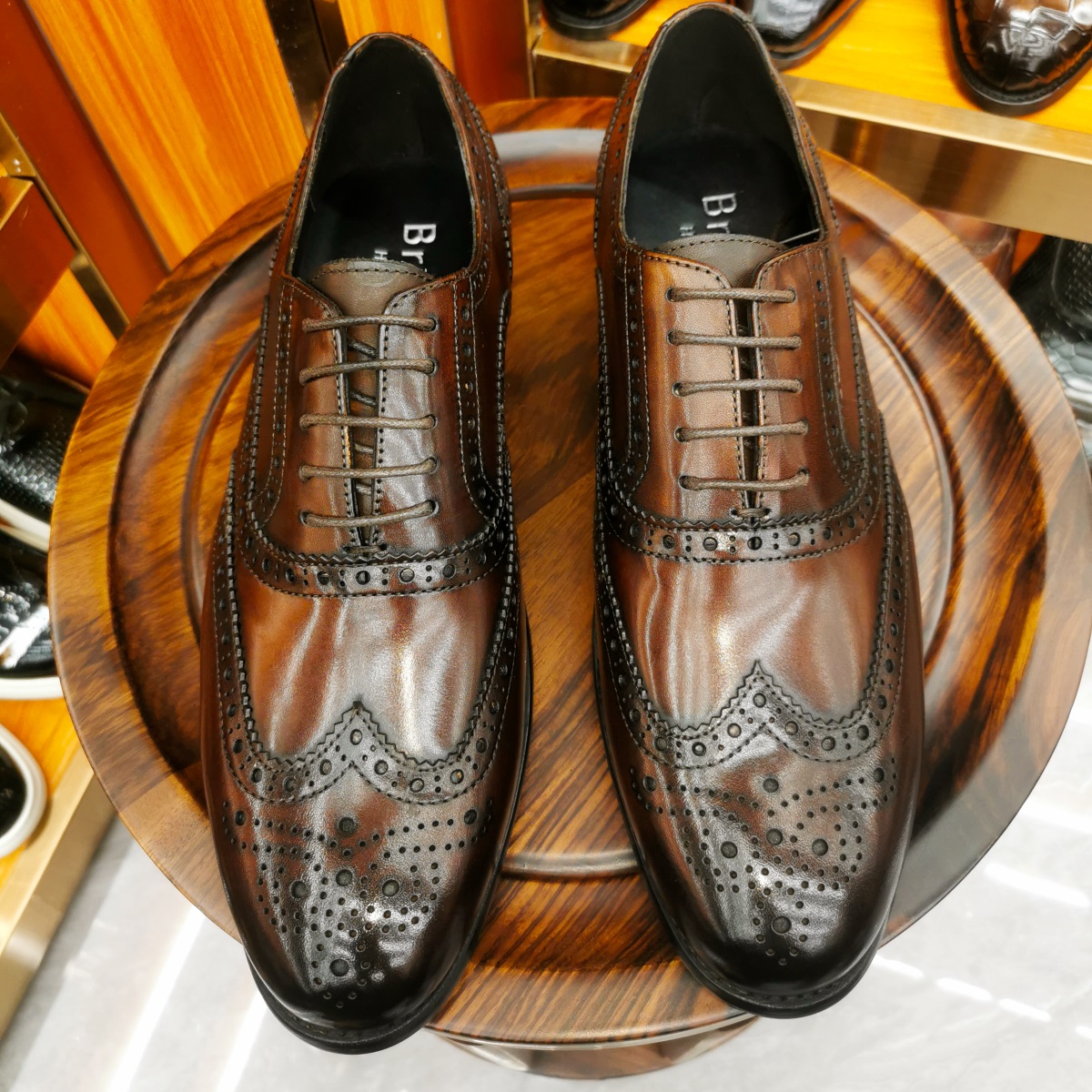 Luxury Men's Dress Shoes Genui - Oxford Brogue Leather ulasan dan harga