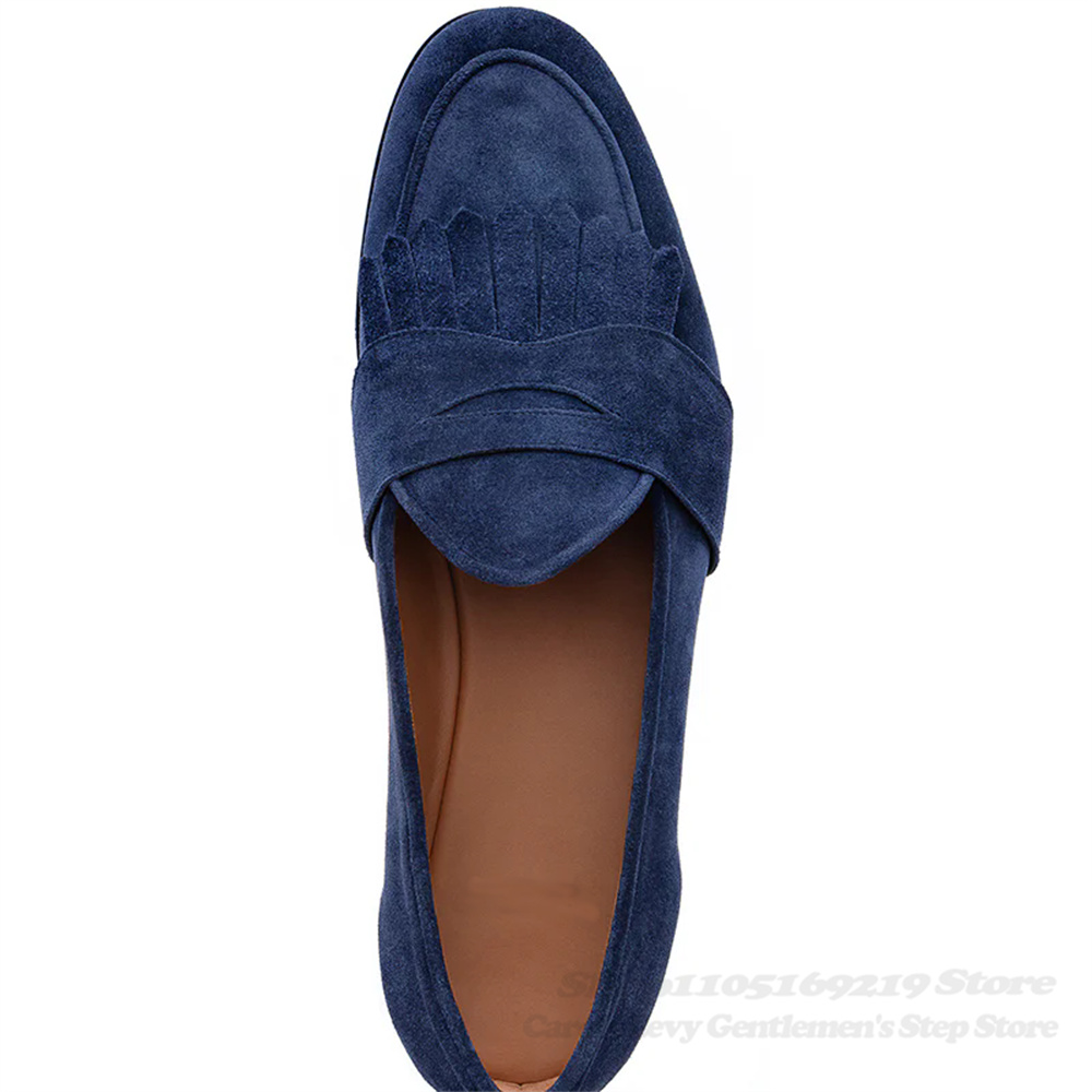 Navy Blue Suede Loafers Men Ro - Men Shoes Elegant ulasan dan harga