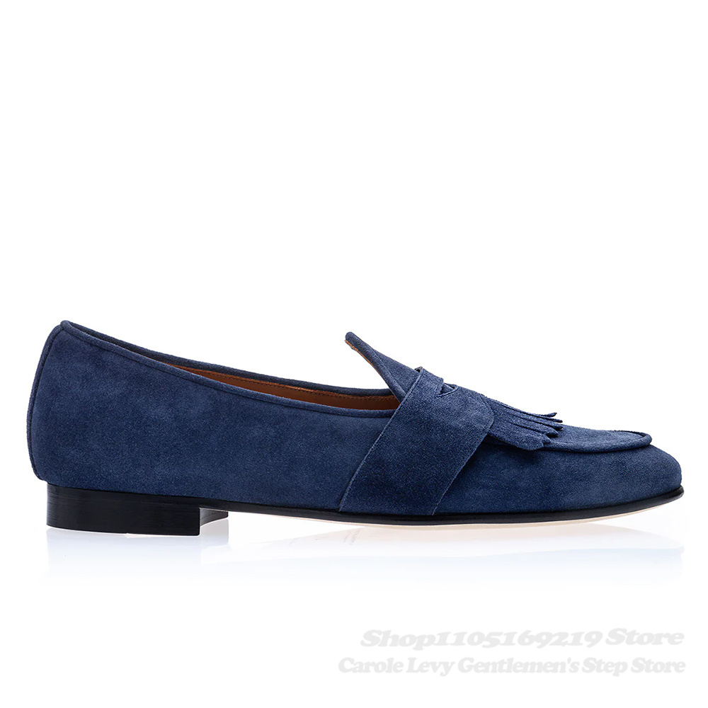 Navy Blue Suede Loafers Men Ro - Men Shoes Elegant ulasan dan harga