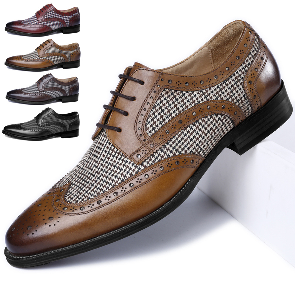 New Oxford Business Men Shoes  - Oxford Brogue Leather ulasan dan harga