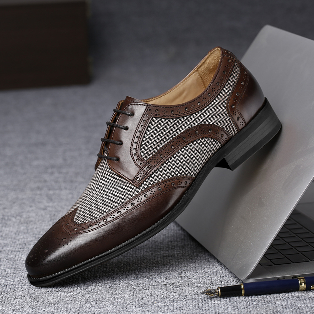 New Oxford Business Men Shoes  - Oxford Brogue Leather ulasan dan harga