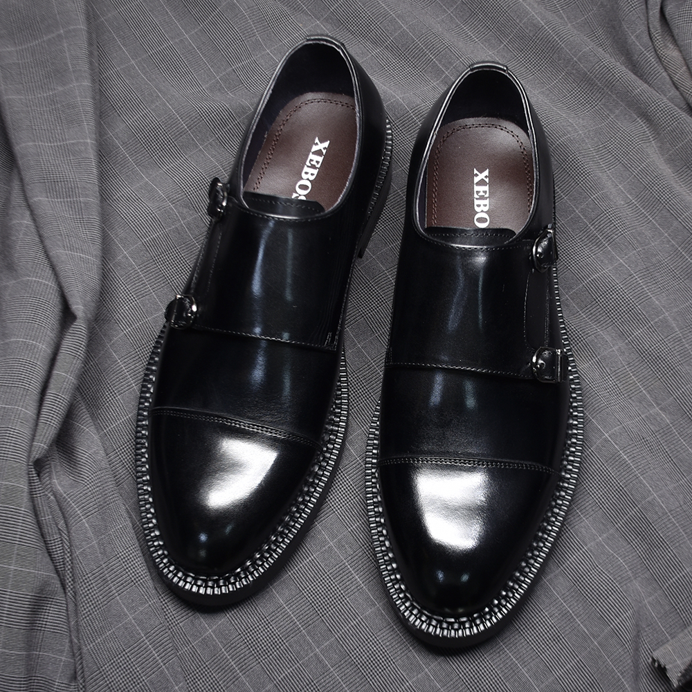 Luxury Genuine Leather Men's W - Monk Strap Shoe ulasan dan harga